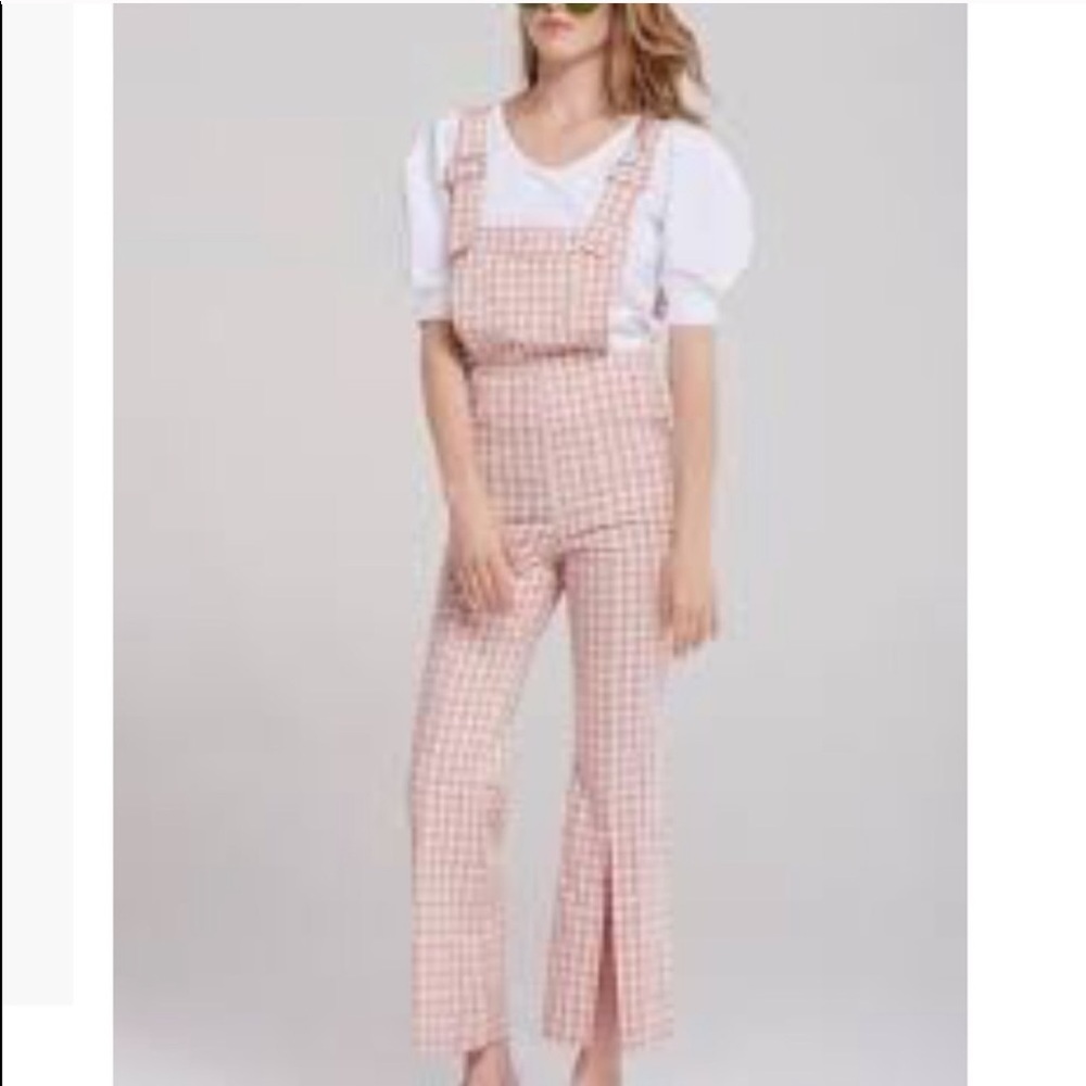 Storets pink gingham overalls